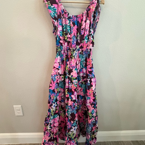 Lilly Pulitzer Ellabell Short Sleeve Dress - Cherry Ganache Bohemian Garden XL - Picture 8 of 8